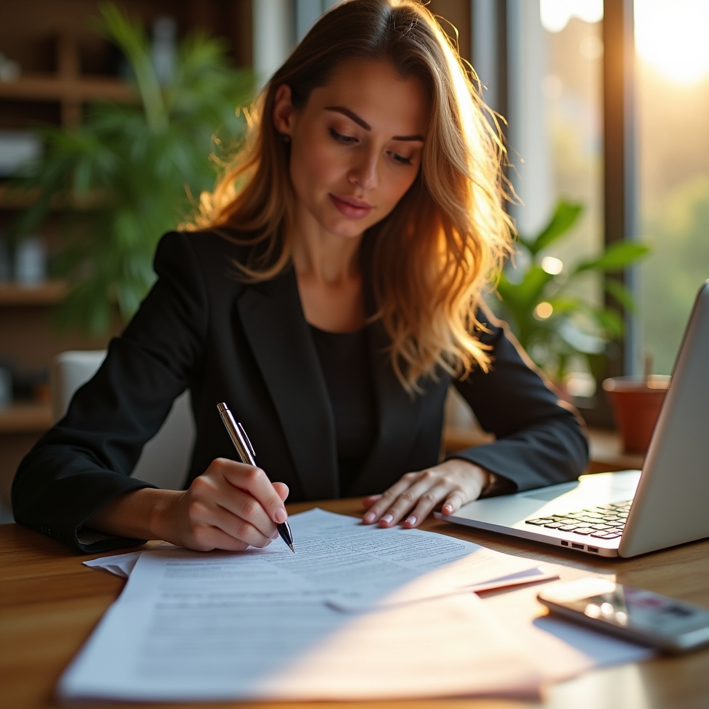 Professional reviewing property documentation and contracts